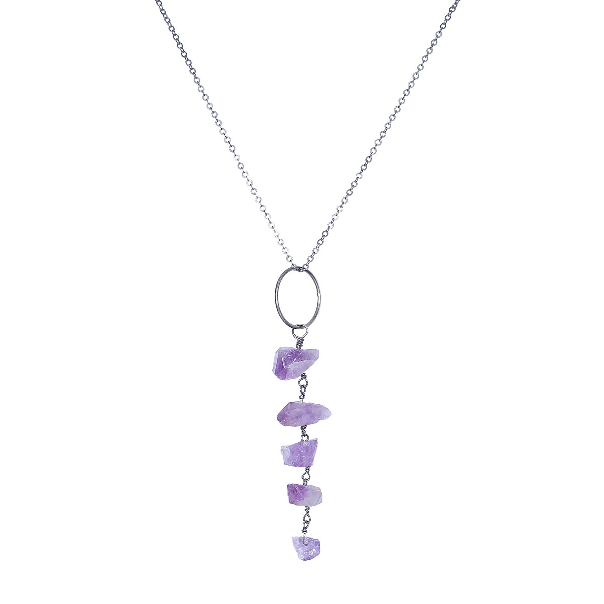 Purple Amethyst Cluster Jewelry Set | Sterling Silver Pendant & Earrings 2