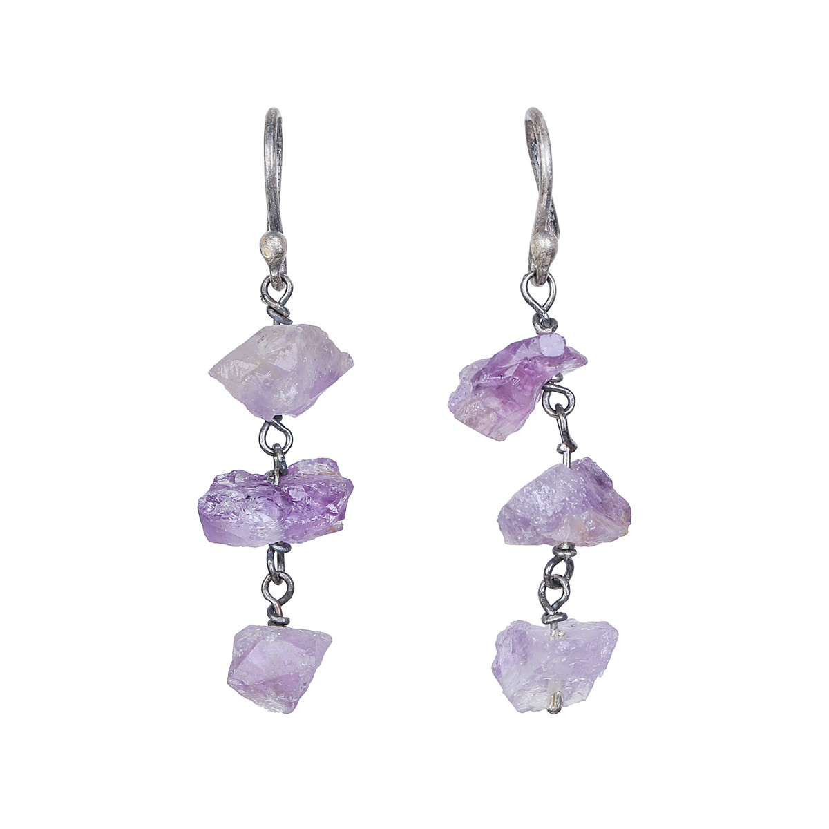 Purple Amethyst Cluster Jewelry Set | Sterling Silver Pendant & Earrings 3