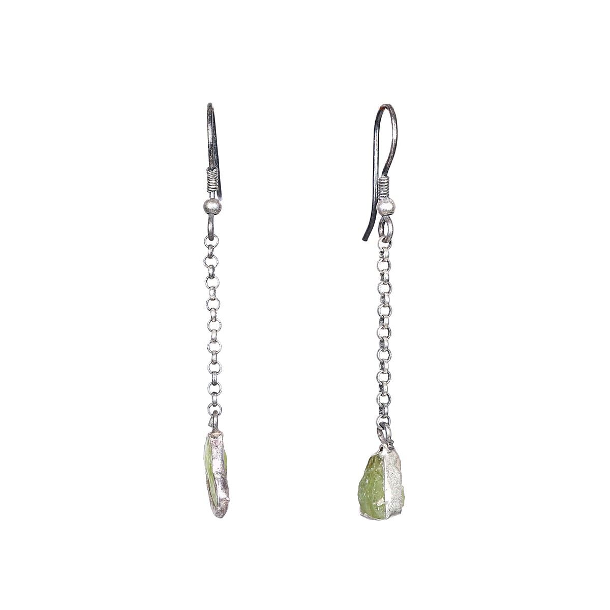 Beruj Stone Jewelry Set | Silver Charm Necklace & Shoulder Earrings 3