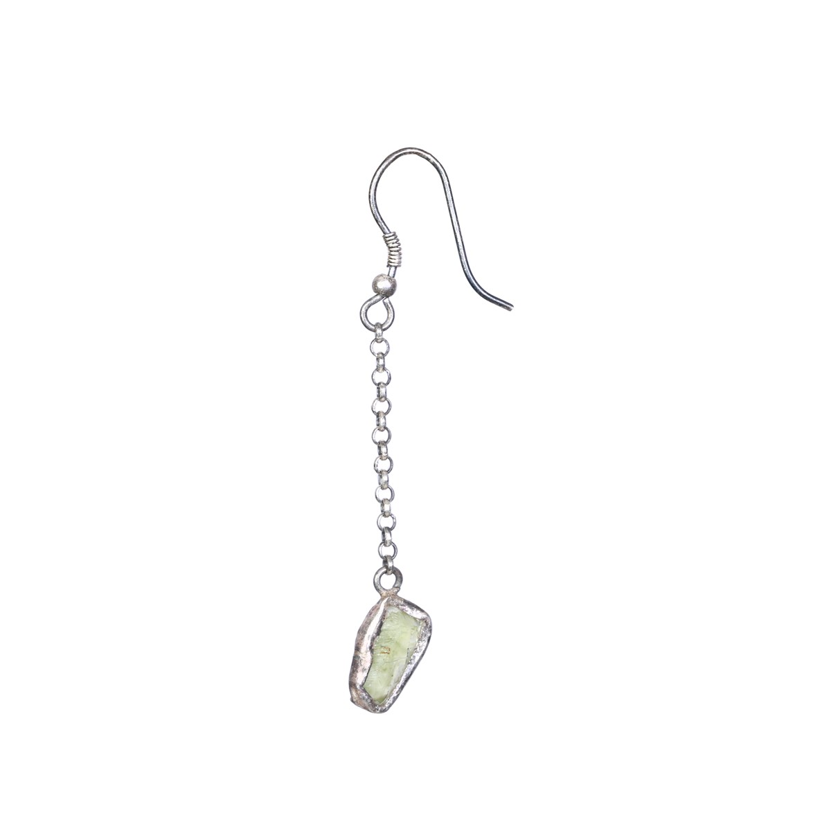 Green Beruj Stone Dangle Earrings | Silver Drop Shoulder Earrings 2