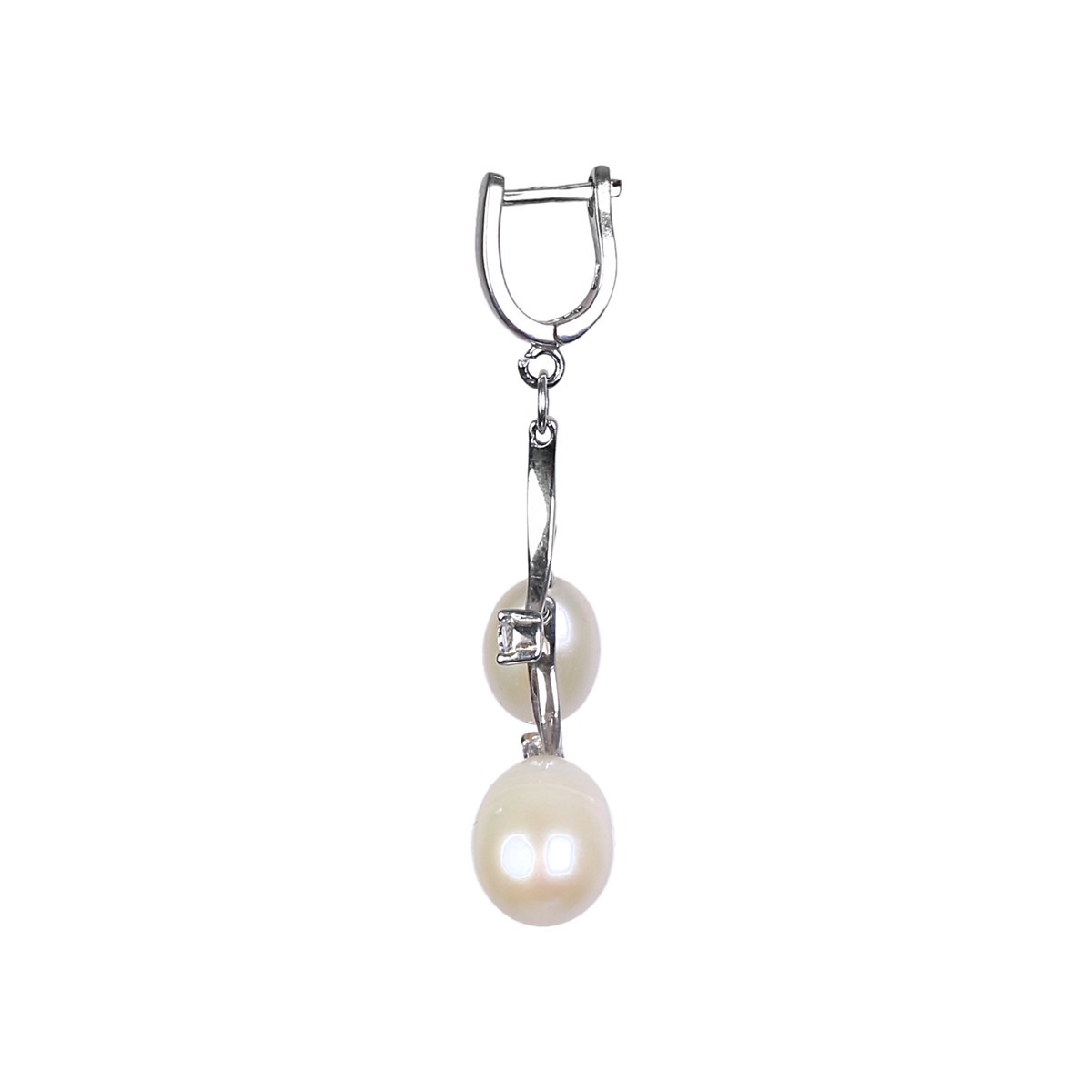 White Pearls Clip-On Earrings | Sterling Silver Jacket Clip-On Earrings 2
