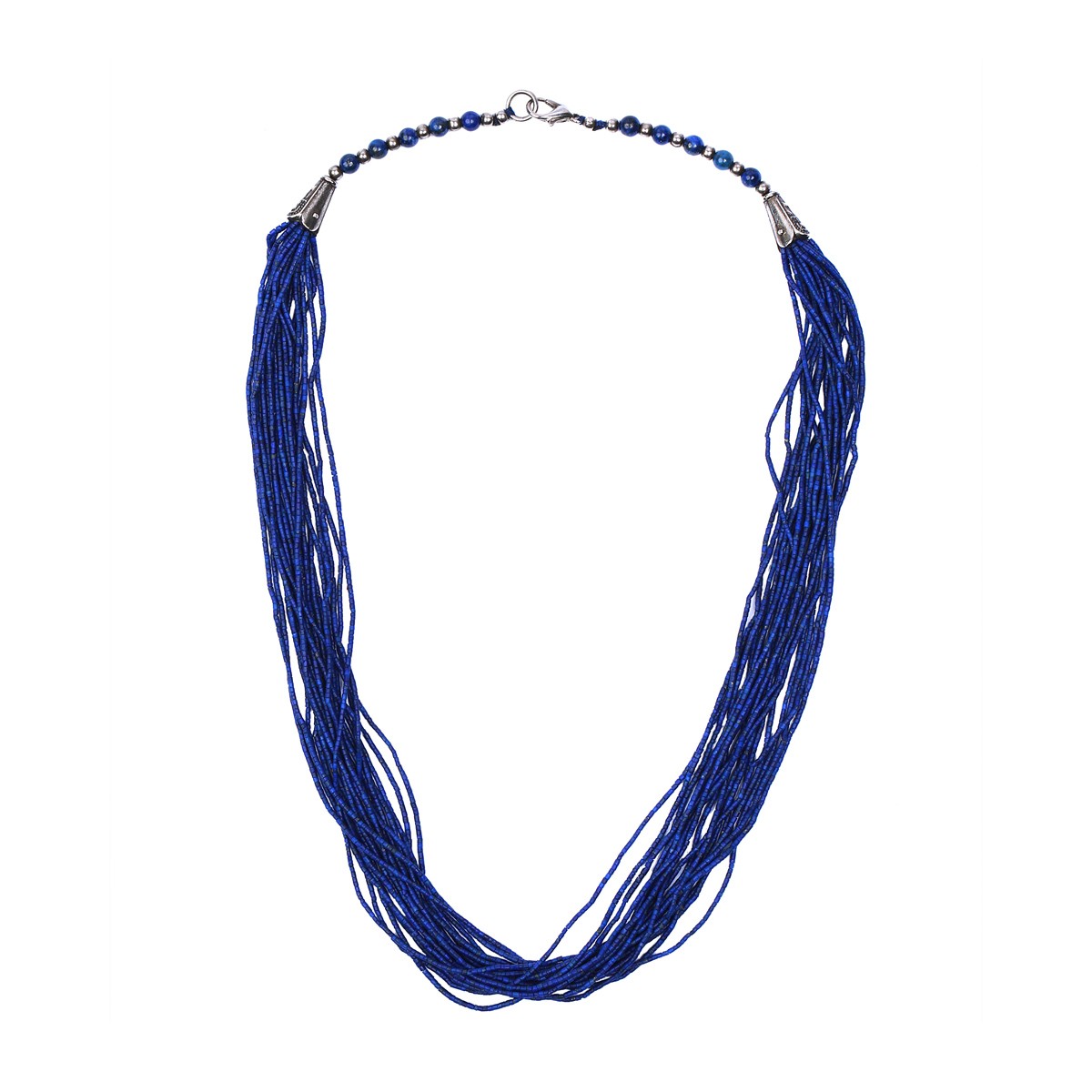 Lapis Lazuli Beaded Jewelry Set | Sterling Silver Necklace, Earrings & Bracelet 2