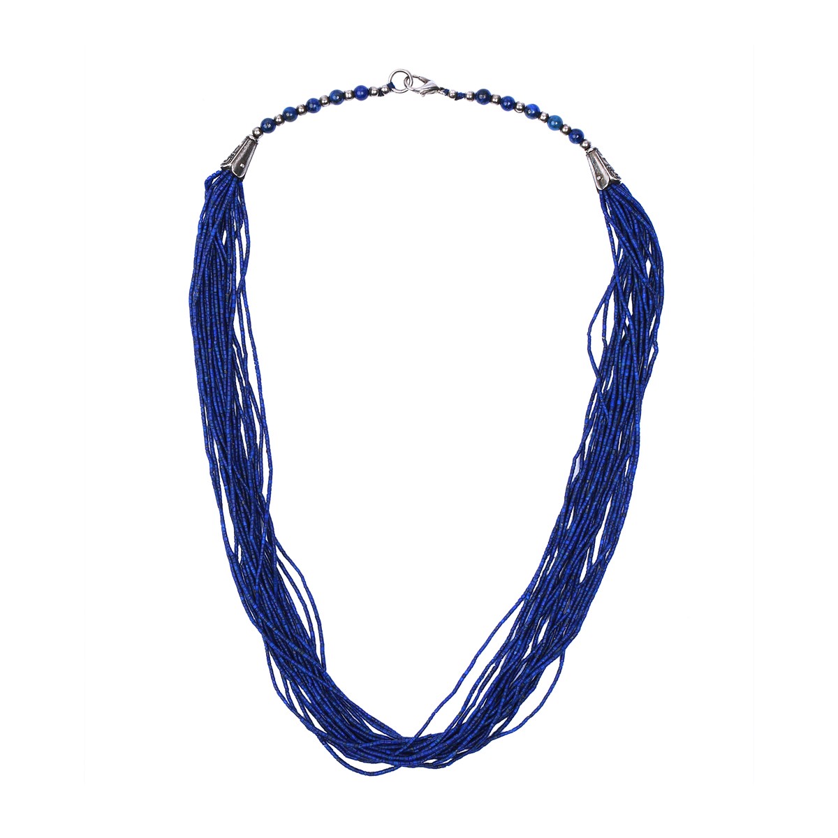 Lapis Lazuli Stranded Choker Necklace | Sterling Silver Necklace 1
