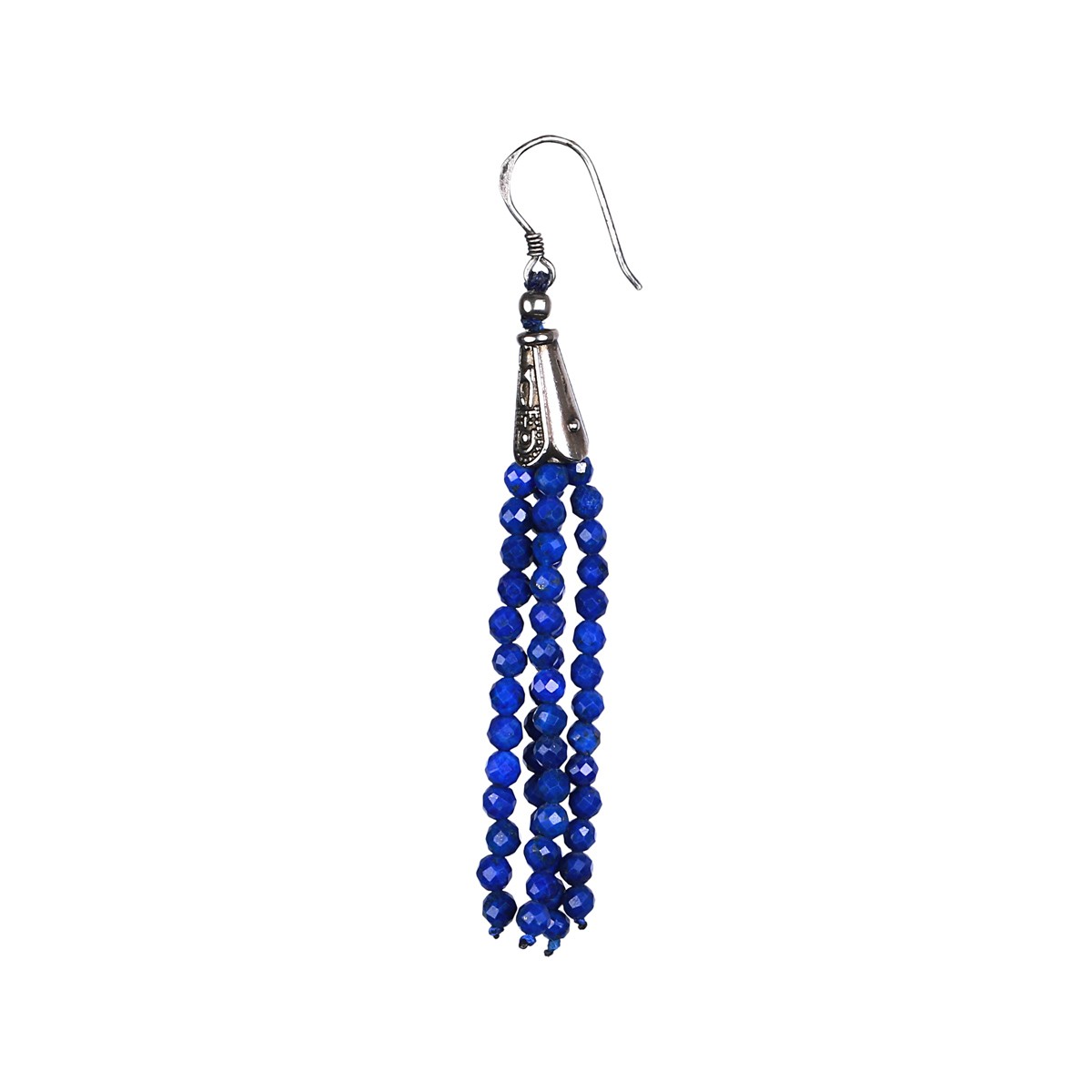 Lapis Lazuli Beaded Hook Earrings | Sterling Silver Shoulder Earrings 2