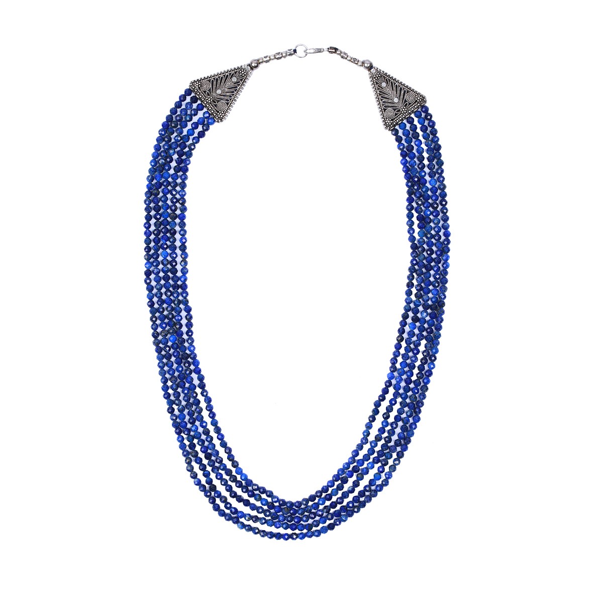 Lapis Lazuli Multi-Stranded Jewelry Set | Sterling Silver Necklace, Earrings & Bracelet 2