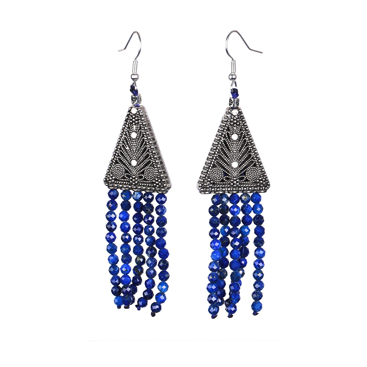 Lapis Lazuli Multi-Stranded Jewelry Set | Sterling Silver Necklace, Earrings & Bracelet 3