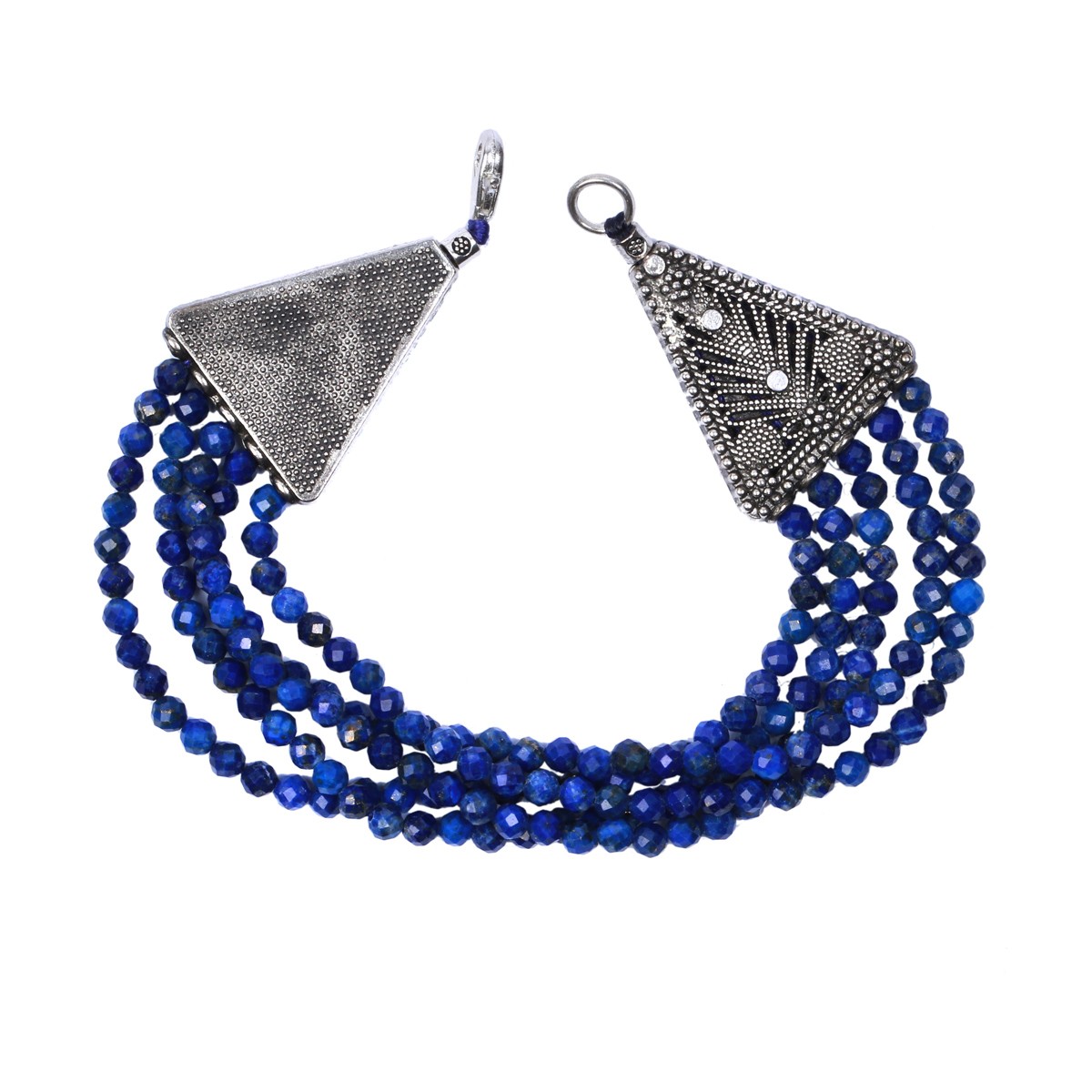 Lapis Lazuli Multi-Stranded Jewelry Set | Sterling Silver Necklace, Earrings & Bracelet 4