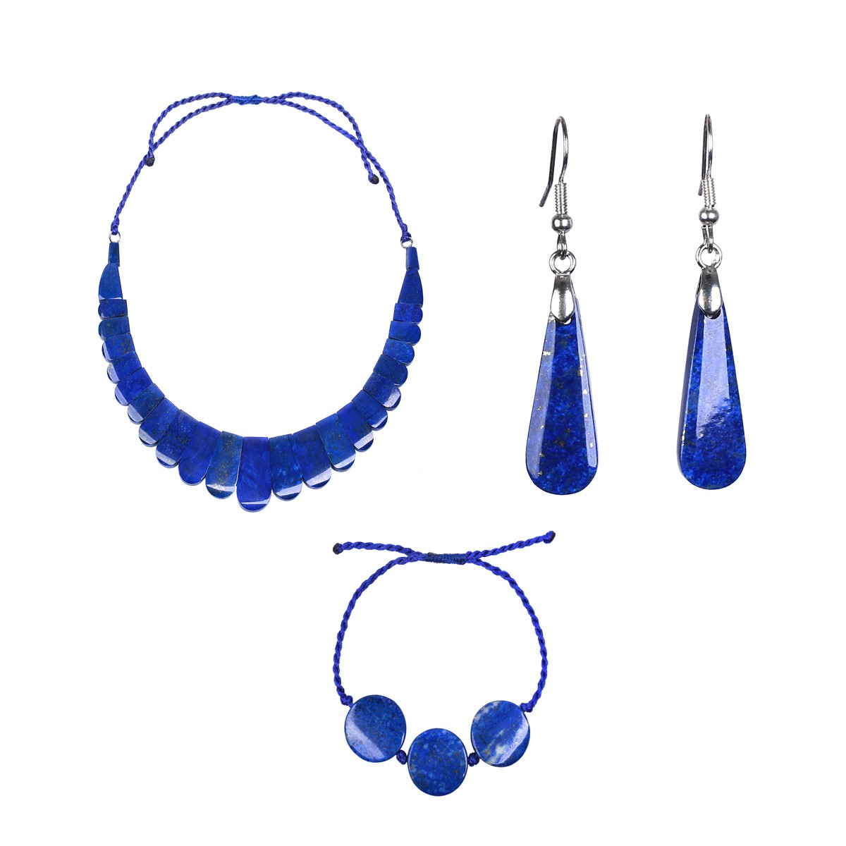 Lapis Lazuli Stone Jewelry Set | Sterling Silver Necklace, Earrings & Bracelet 1