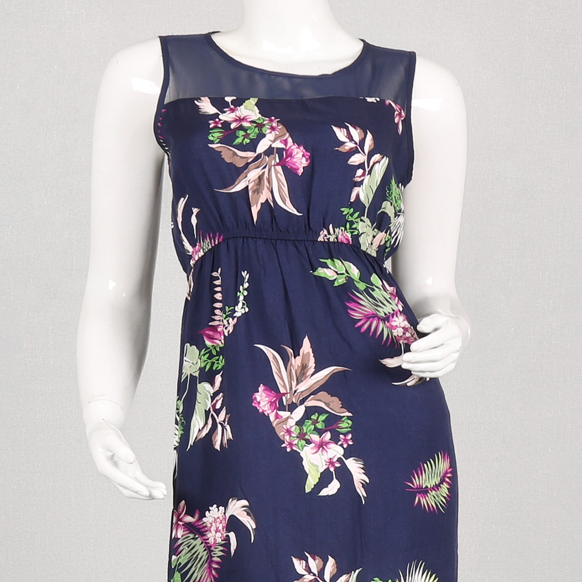 Floral Print Sleeveless Dress | Navy Blue Long Maxi 2