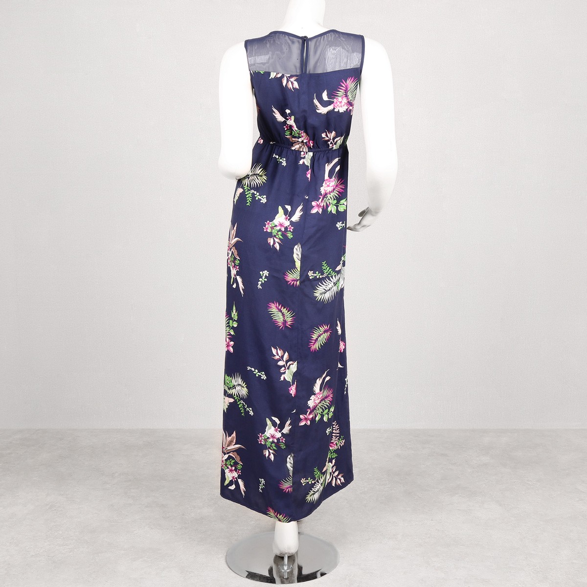 Floral Print Sleeveless Dress | Navy Blue Long Maxi 3