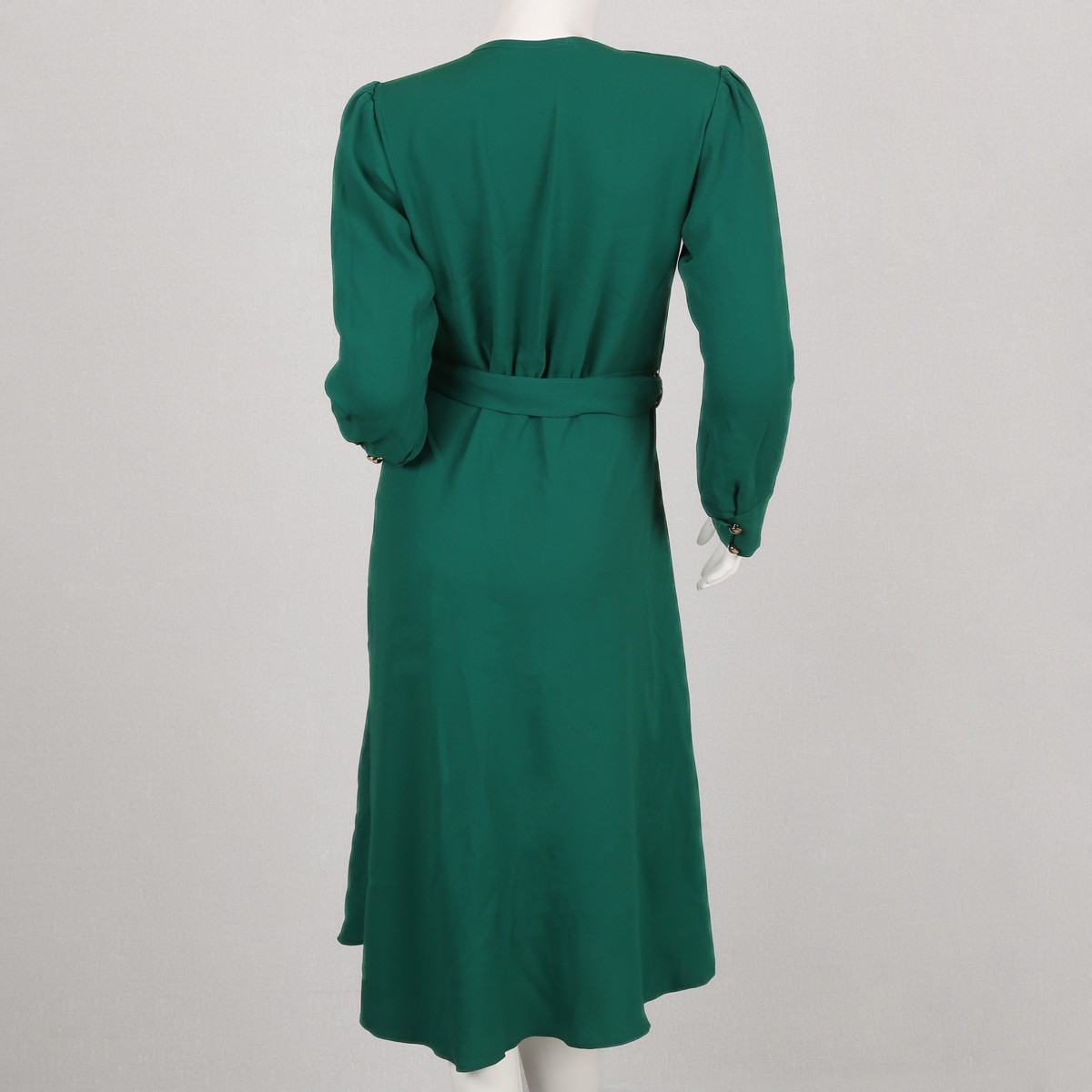 Green Wrap Belted Gown | Crepe Casual Dress 3