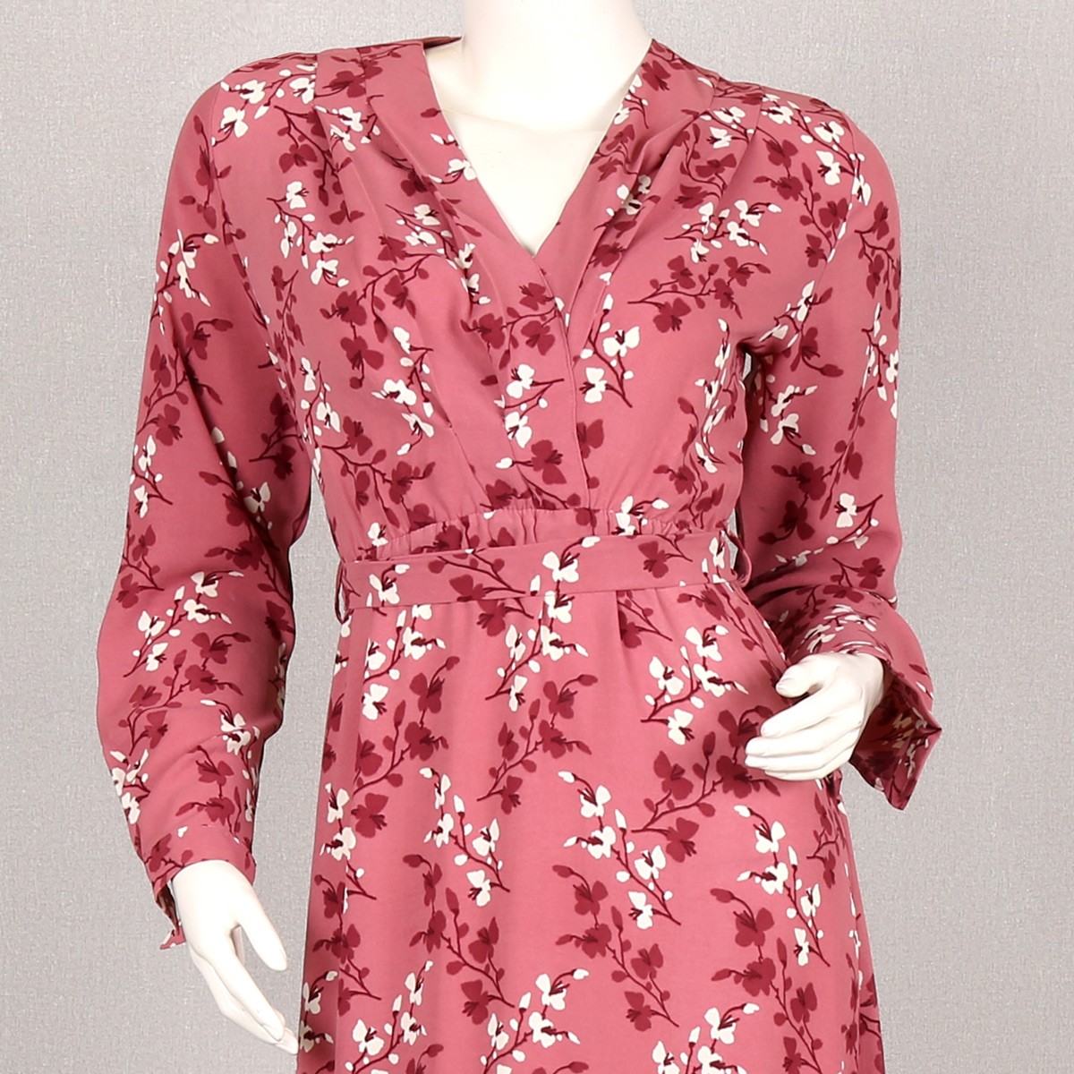 Pink Floral Print Kimono Maxi | Cuff Sleeve Casual Wear Dress 1