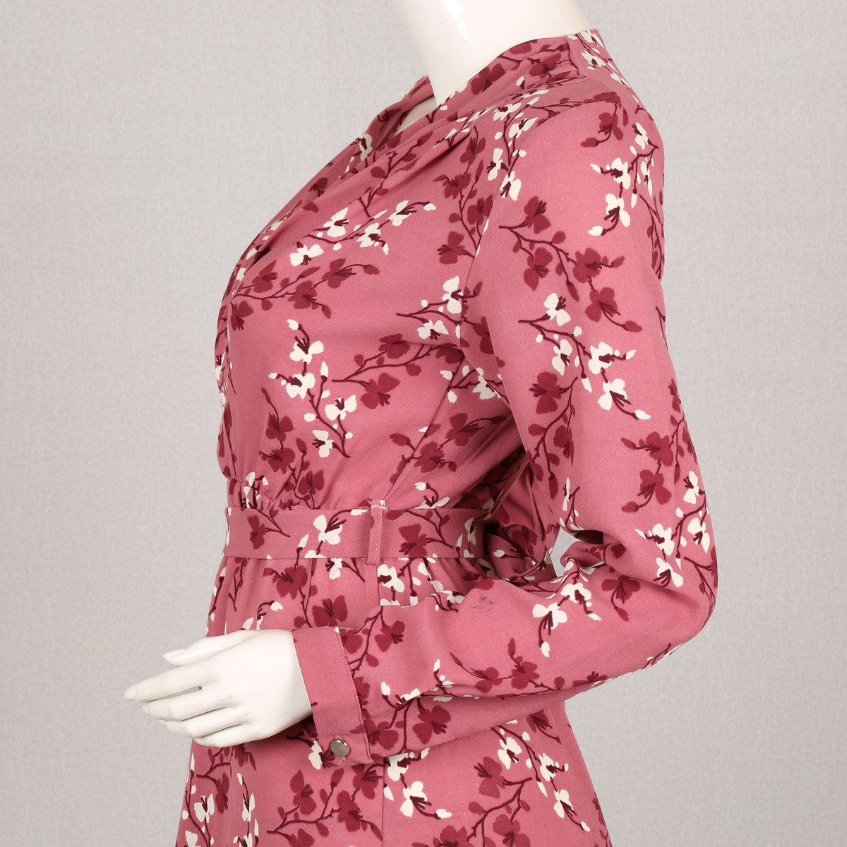 Pink Floral Print Kimono Maxi | Cuff Sleeve Casual Wear Dress 2