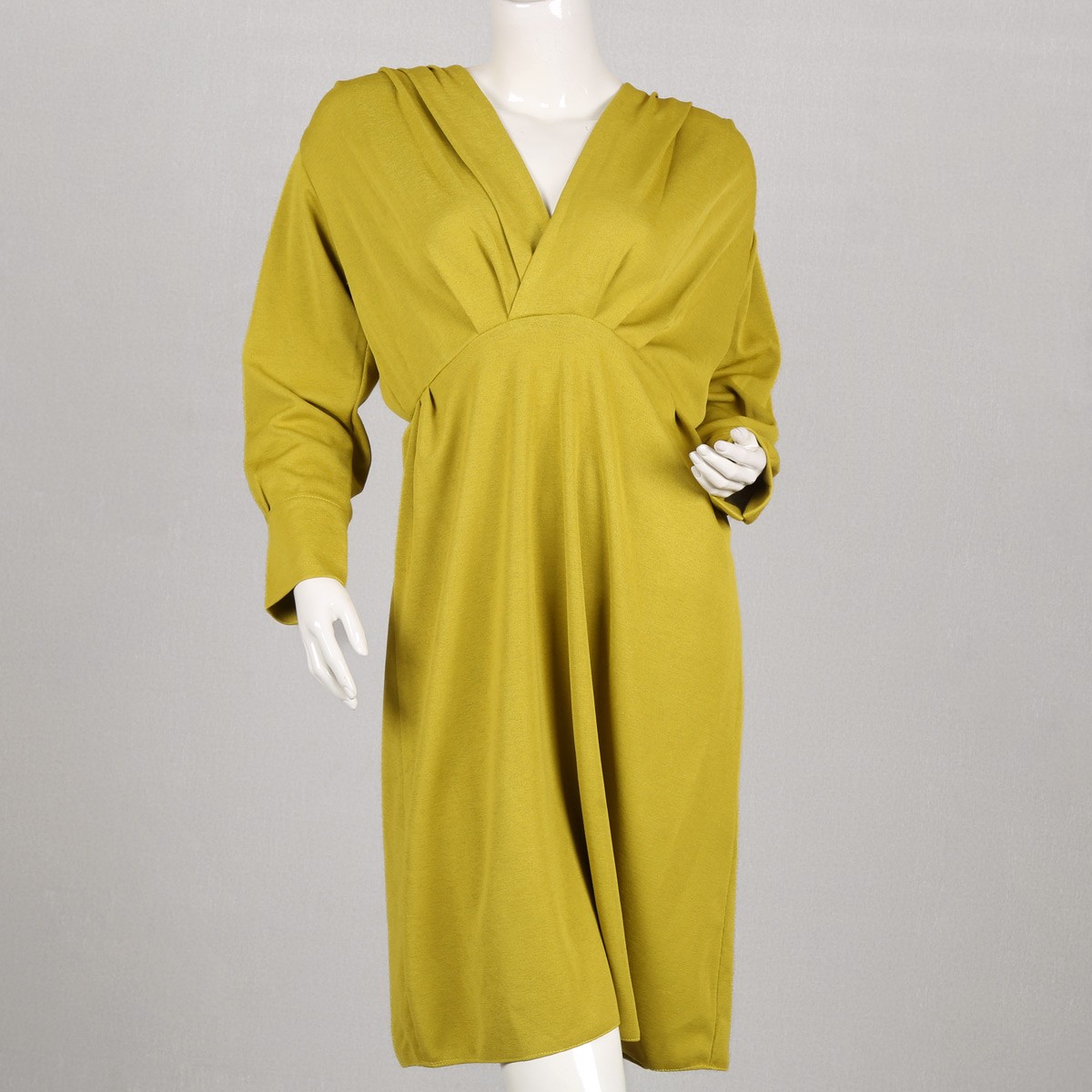 Wrap Style Long Frock | Mustard Cuff Sleeve Dress 1