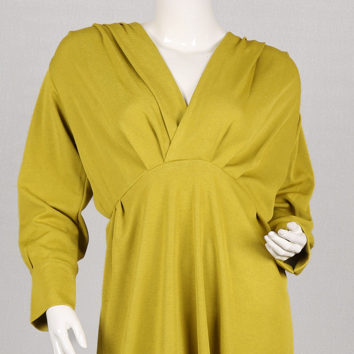 Wrap Style Long Frock | Mustard Cuff Sleeve Dress 2
