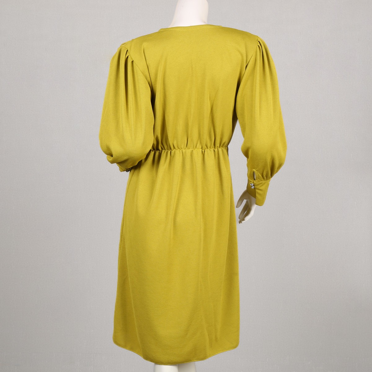 Wrap Style Long Frock | Mustard Cuff Sleeve Dress 4