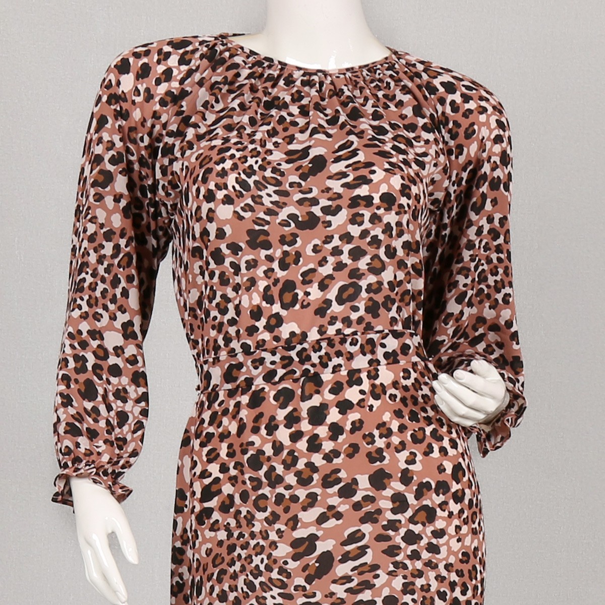 Georgette Tiger Print Casual Dress | Cuff Sleeve Straight Maxi 1