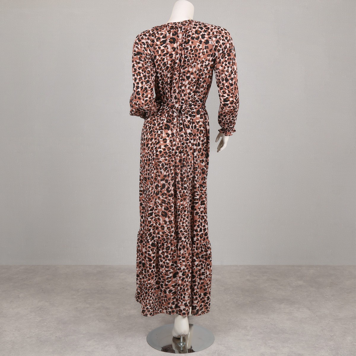 Georgette Tiger Print Casual Dress | Cuff Sleeve Straight Maxi 2