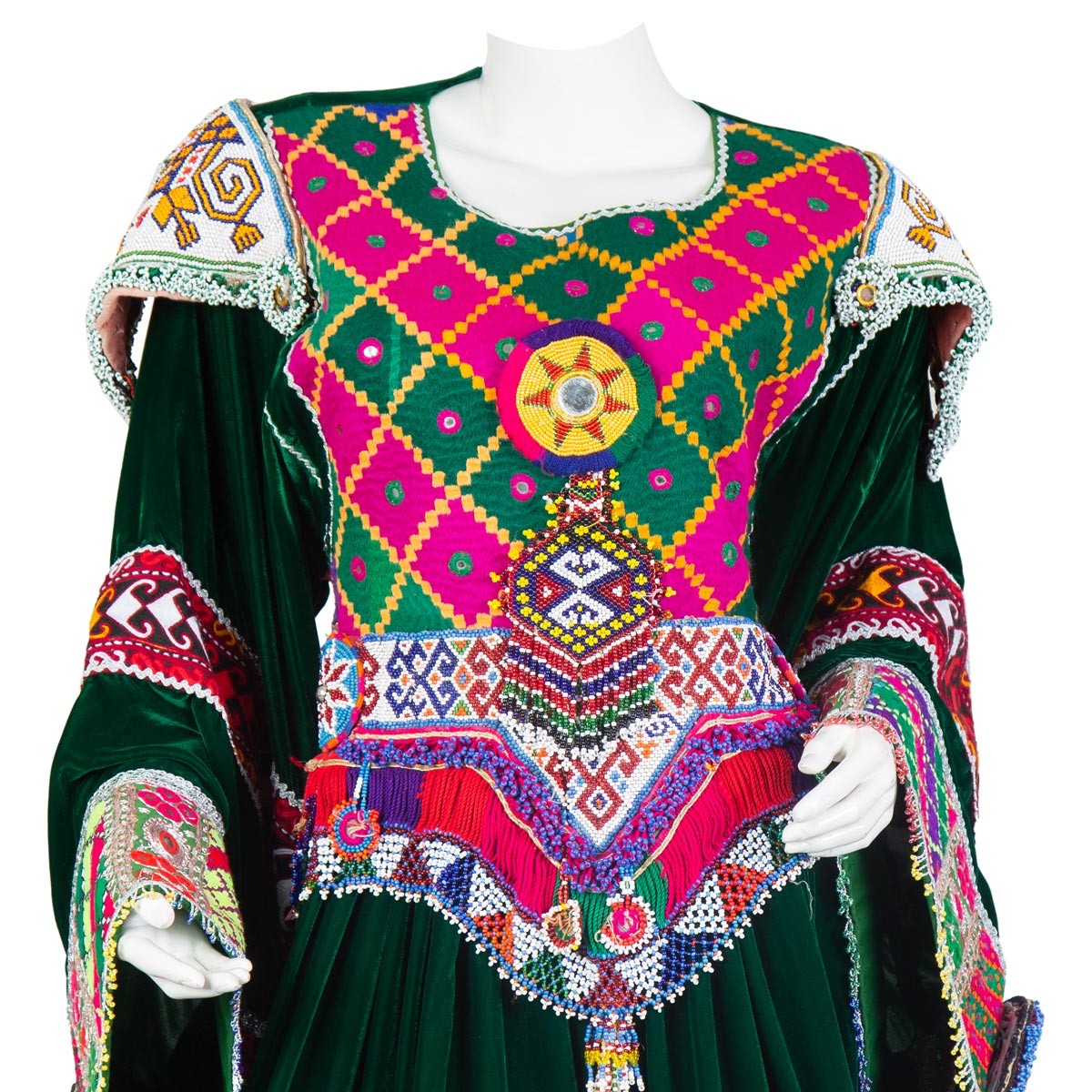 Dark Green Velvet Embroidered Party Dress | Gande Afghani 2
