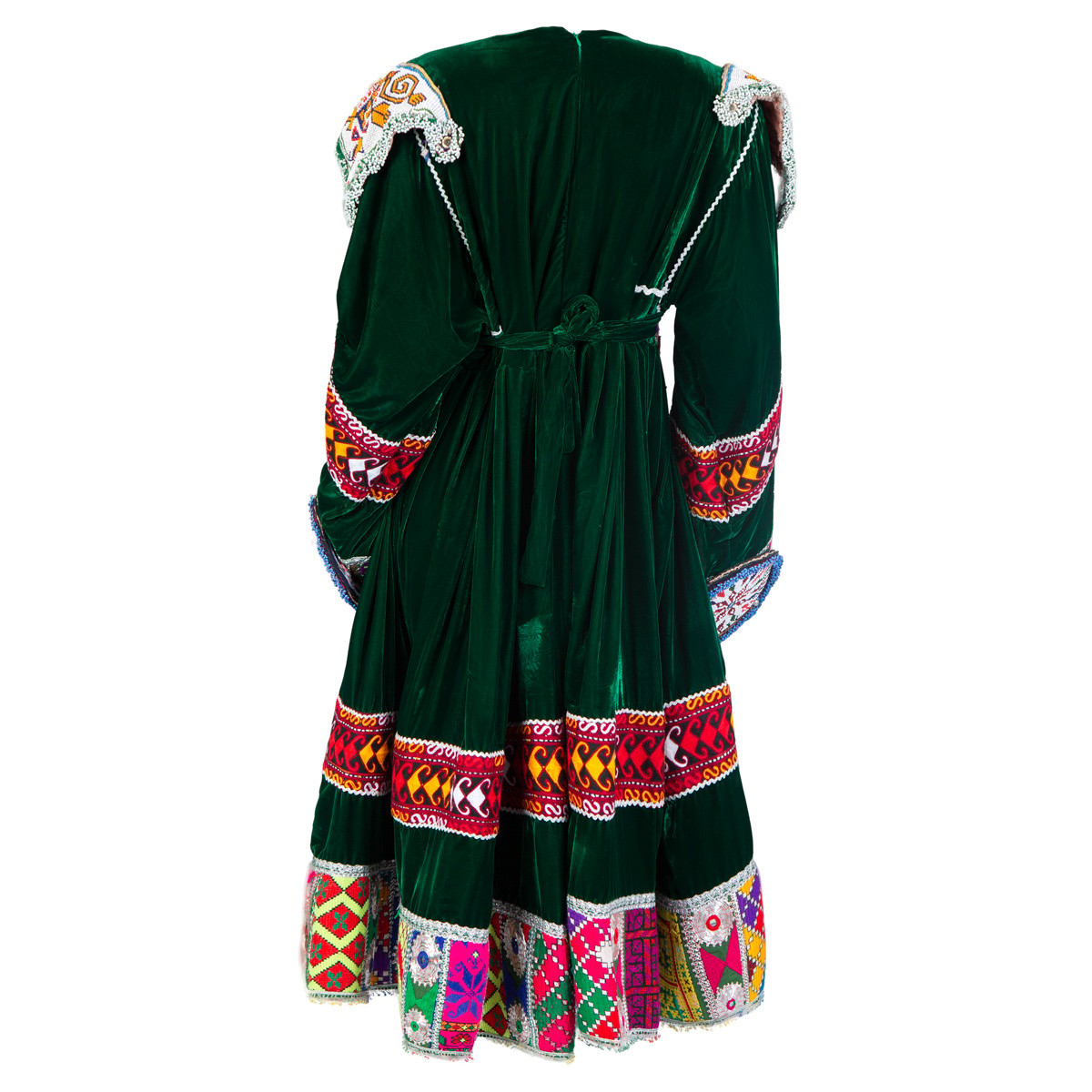 Dark Green Velvet Embroidered Party Dress | Gande Afghani 3
