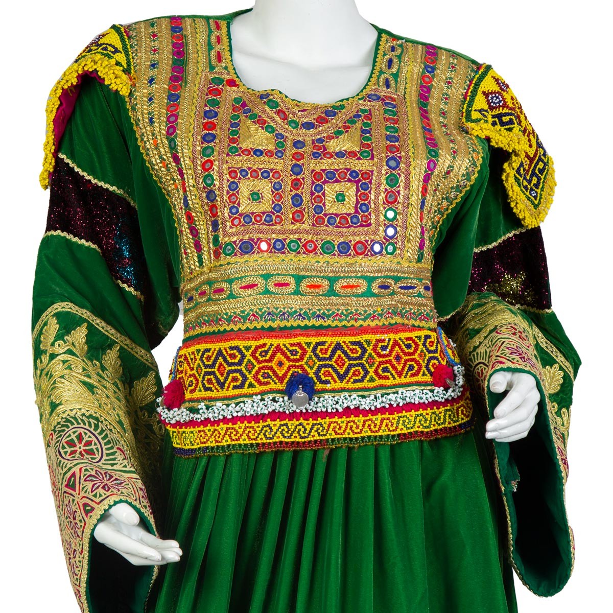 Plated Velvet Dress With Cherma and Mirror Work | Gande Afghani 2