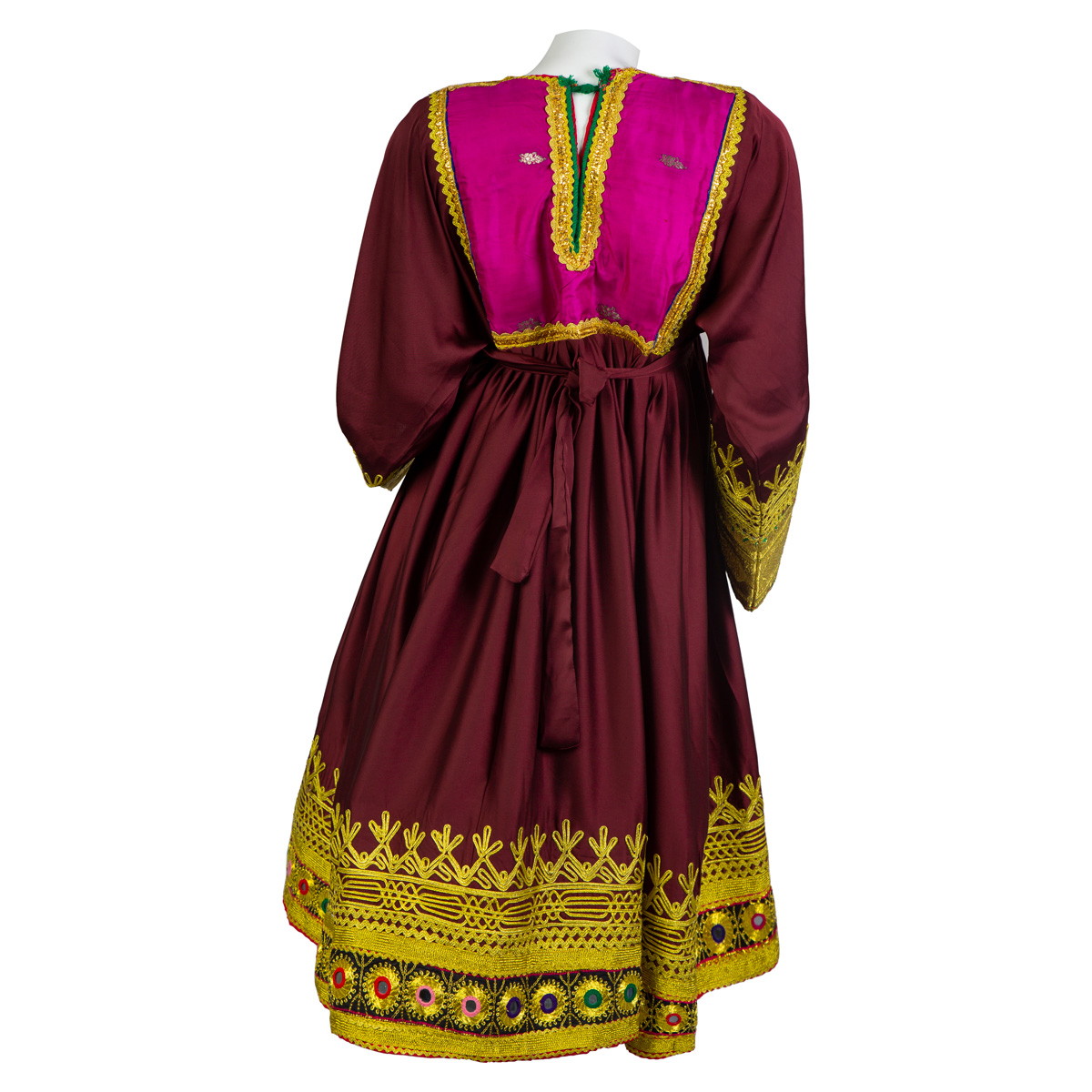 Plated Maroon Georgette Frock With Cherma Work | Gande Afghani 3