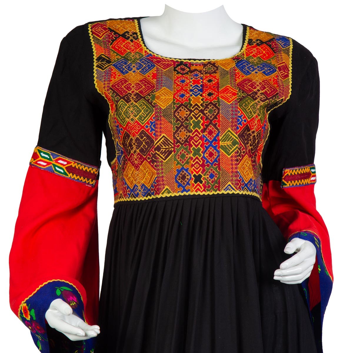 Long Embroidered Black Cotton Maxi Dress 2