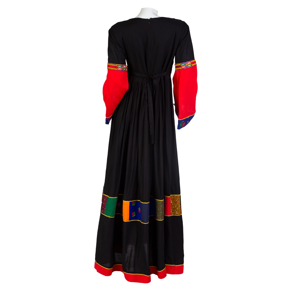Long Embroidered Black Cotton Maxi Dress 3