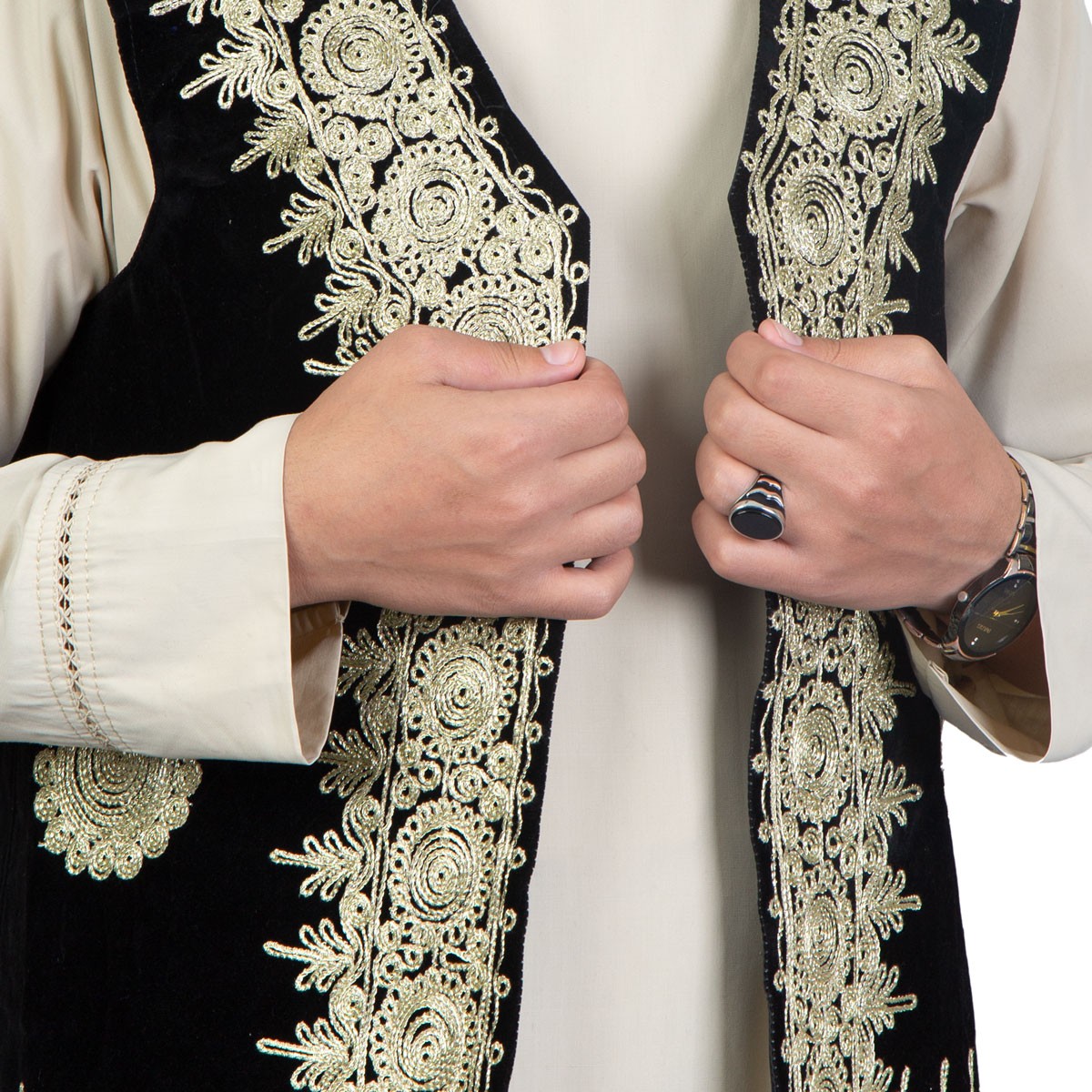 Men's Waistcoat With Gulabaton Embroidery | Black Wasket 2