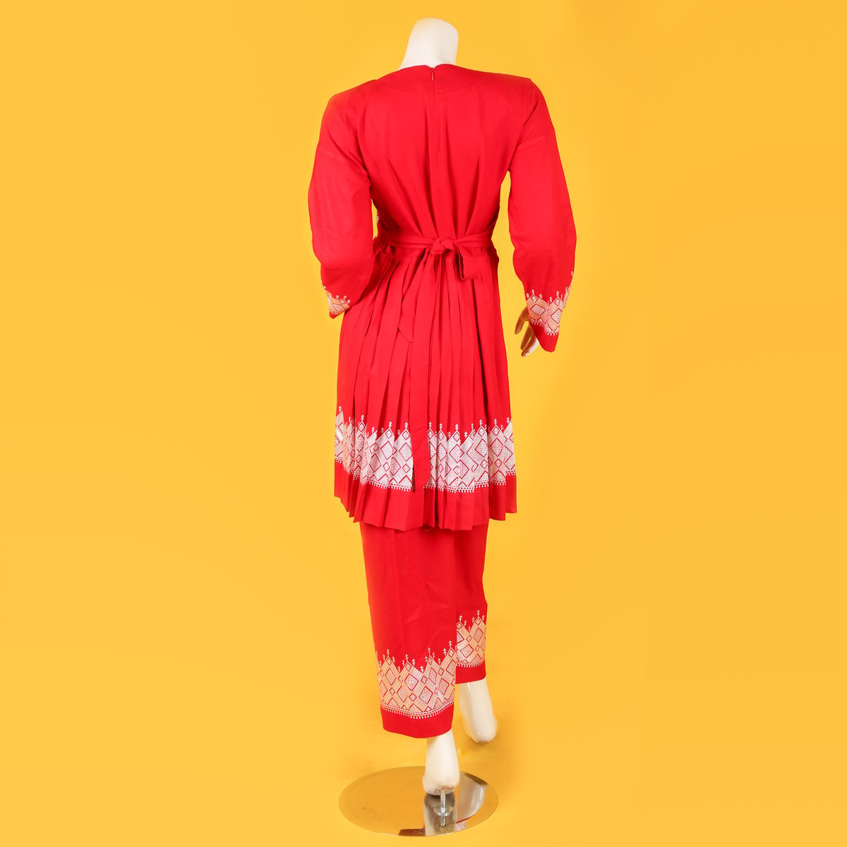 Red Hazaragi Embroidered Party Wear Dress & Trouser 4