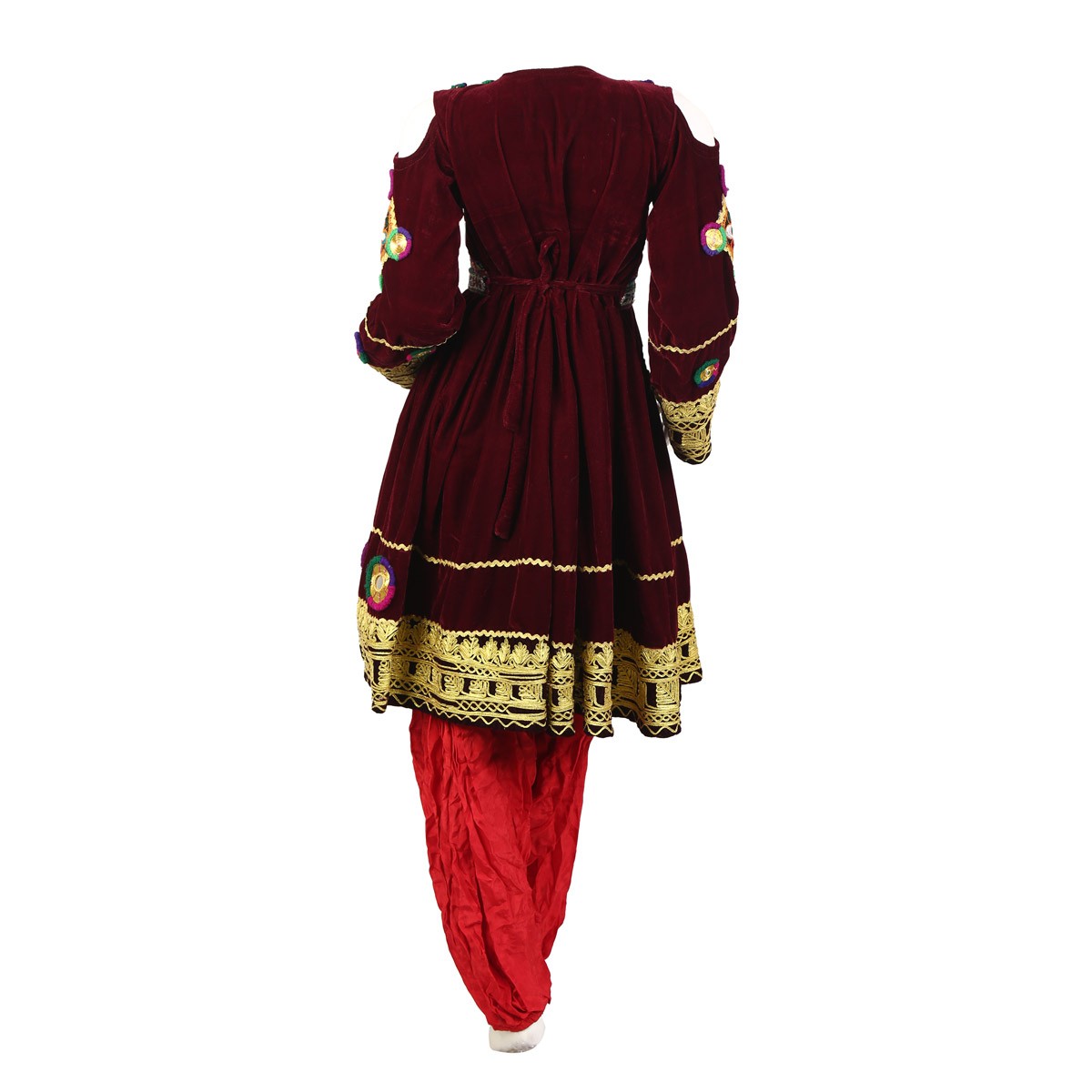Maroon Velvet Nuristani Party Dress 2