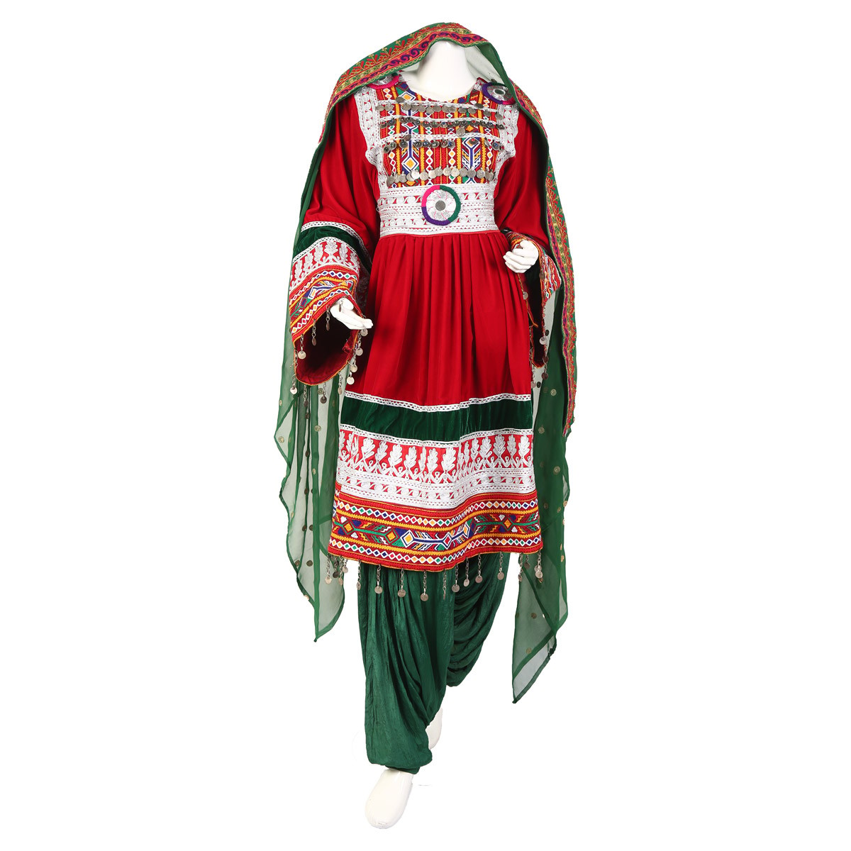 Bamyani Design Handmade Red Afghan Kuchi Dress 1