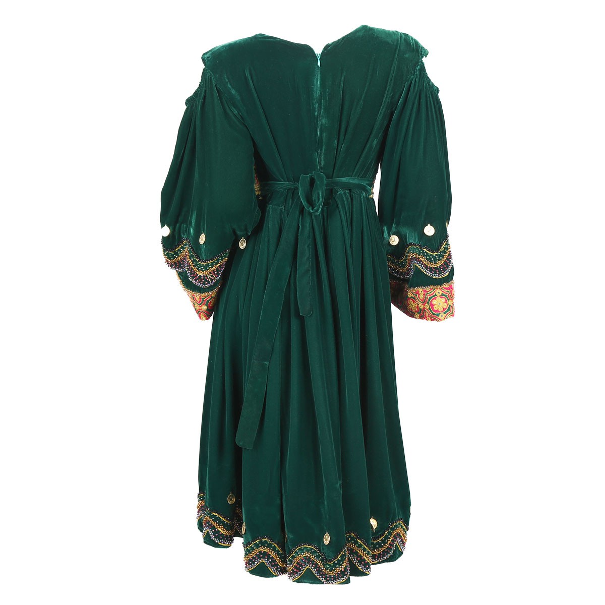 Green Pleated Embroidered Dress | Velvet Bridal Wear Dress 4