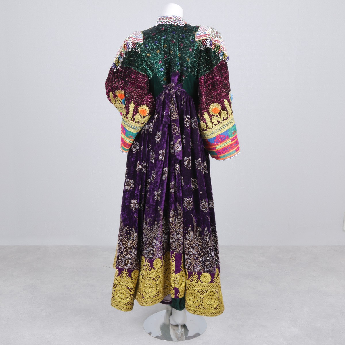 Purple Pleated Velvet Frock| Cherma Embroidered Afghan Dress 5