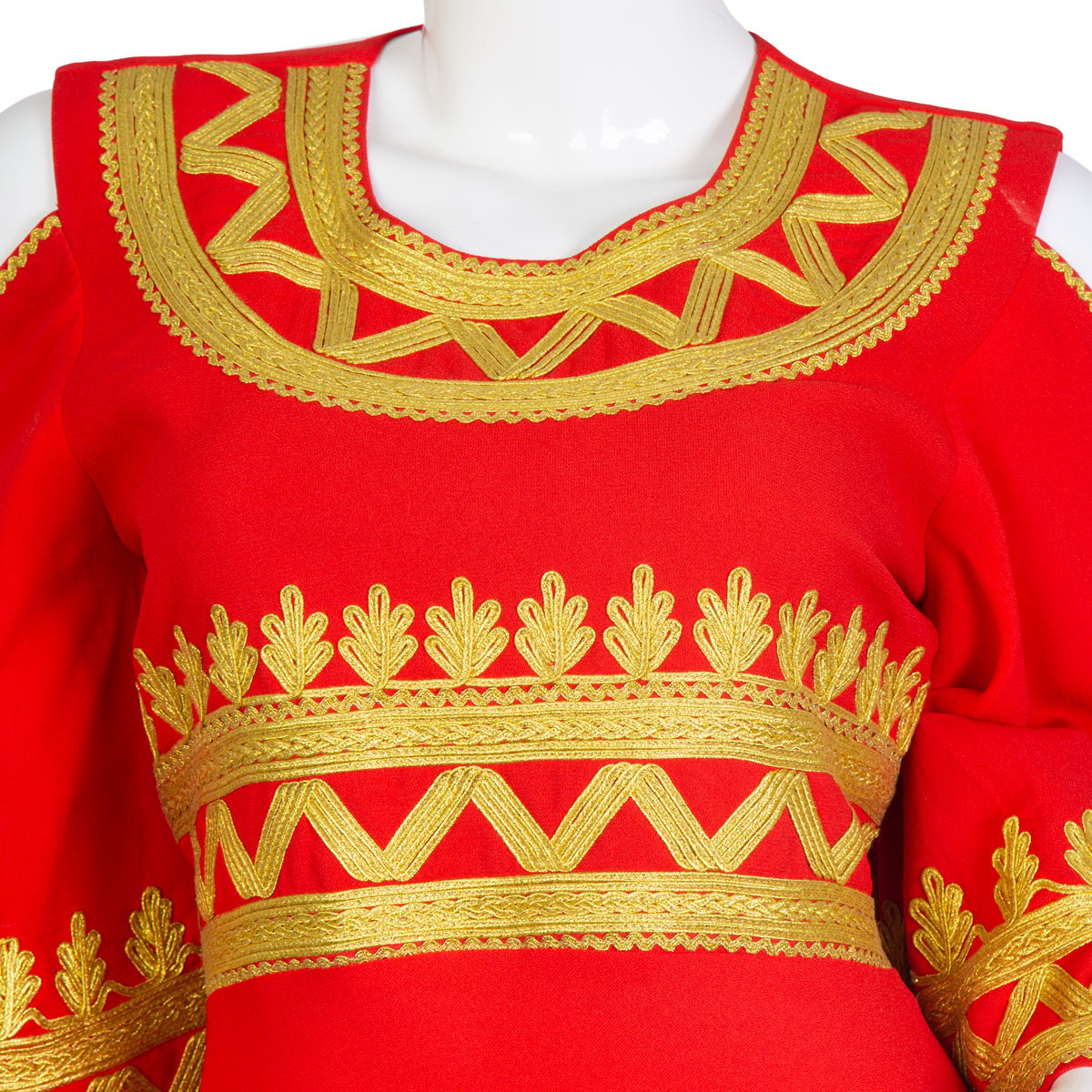 Afghan Red Long Dress With Golden-Colored Embroidery 2