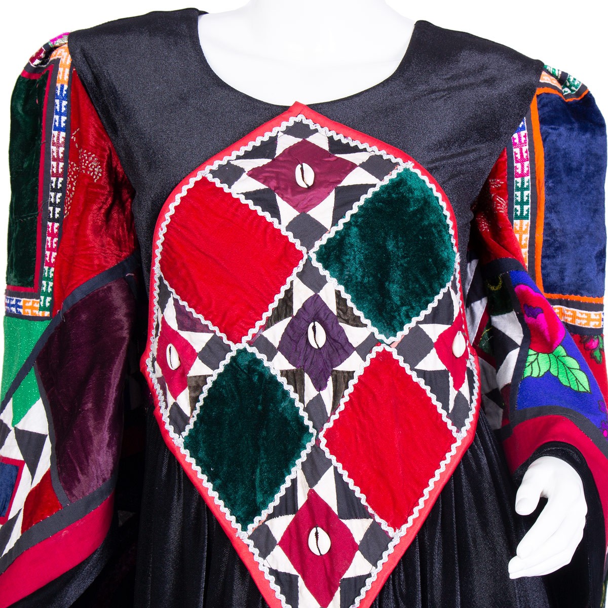 Afghan Black Velvet Long Dress 2