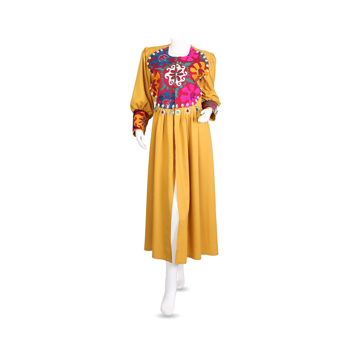 Afghan Dark Yellow Long Dress  1