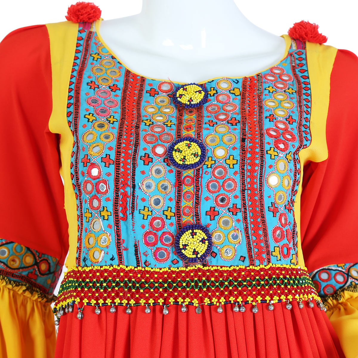 Afghan Mirror-Embroidered Long Dress 2