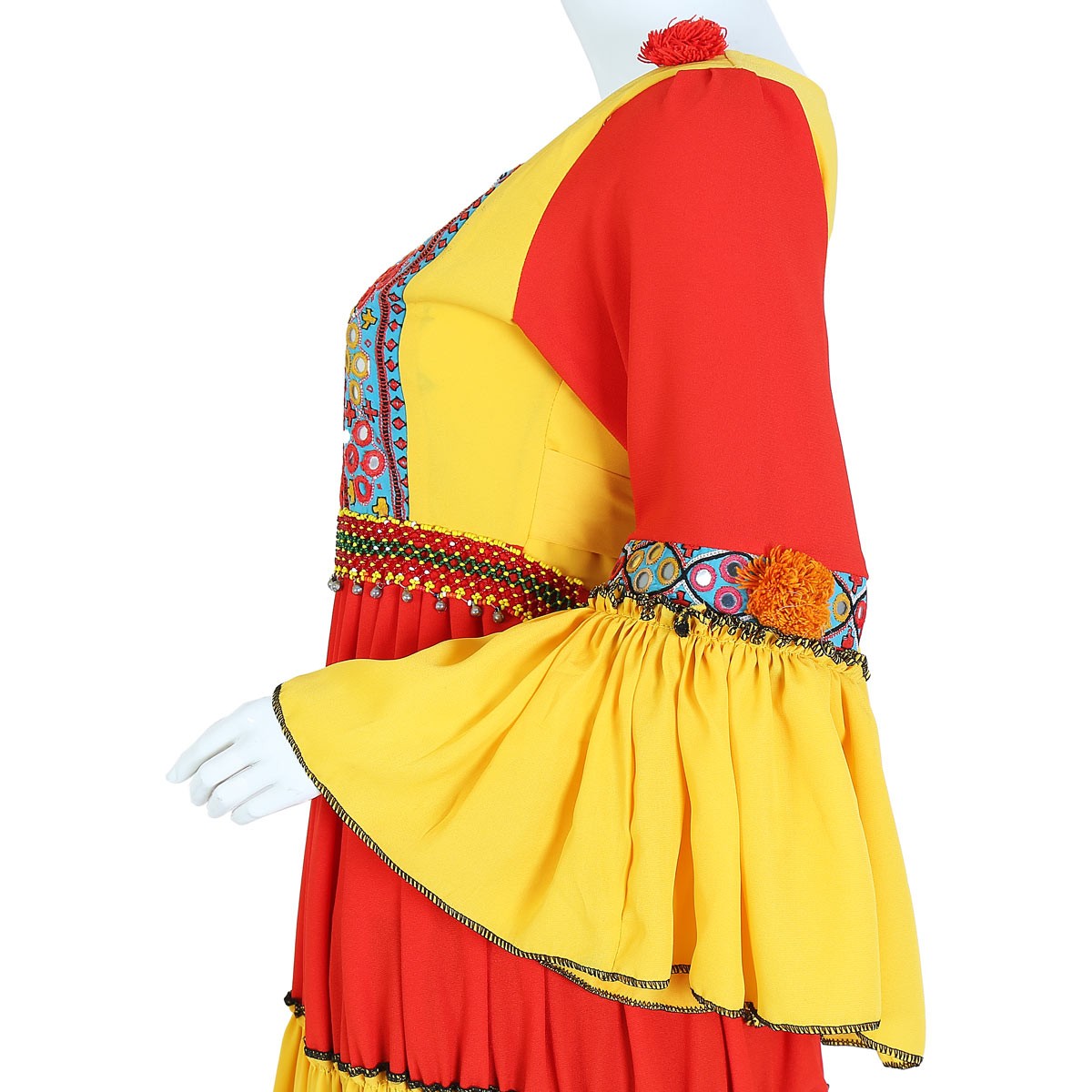Afghan Mirror-Embroidered Long Dress 3