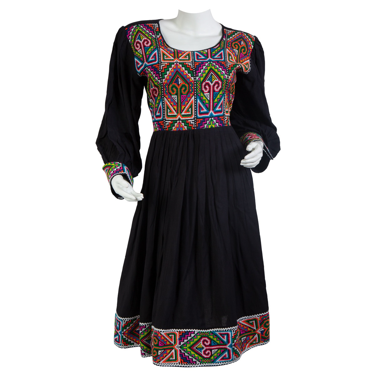 Black Cotton Party Dress | Fancy Frock With Cross-stitch Embroidery 1