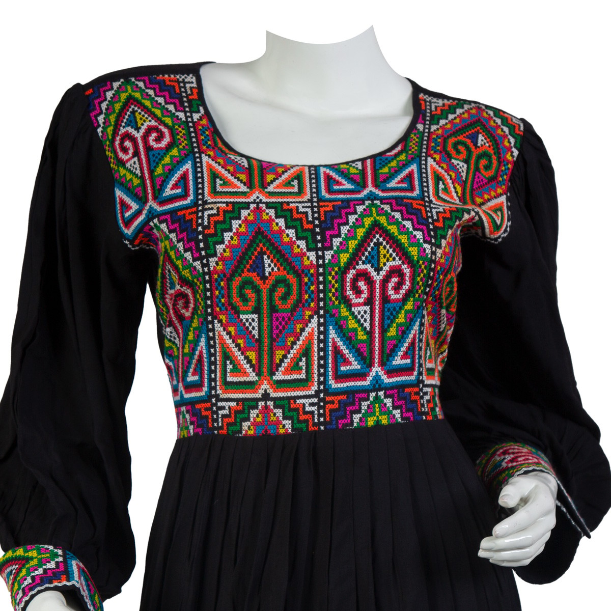 Black Cotton Party Dress | Fancy Frock With Cross-stitch Embroidery 2