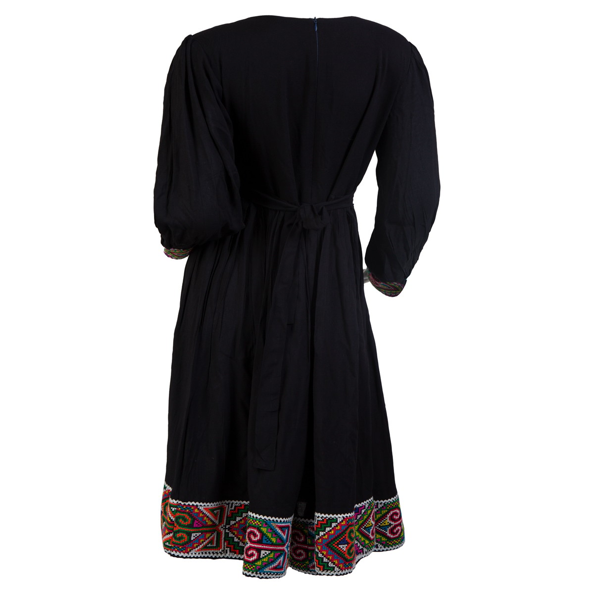 Black Cotton Party Dress | Fancy Frock With Cross-stitch Embroidery 5