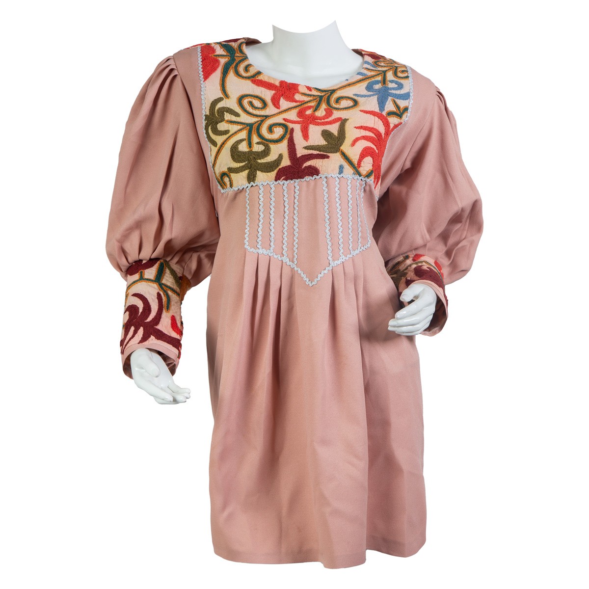 Pink Short Frock With Cuffed Sleeves | Fancy Embroidered Frock 1