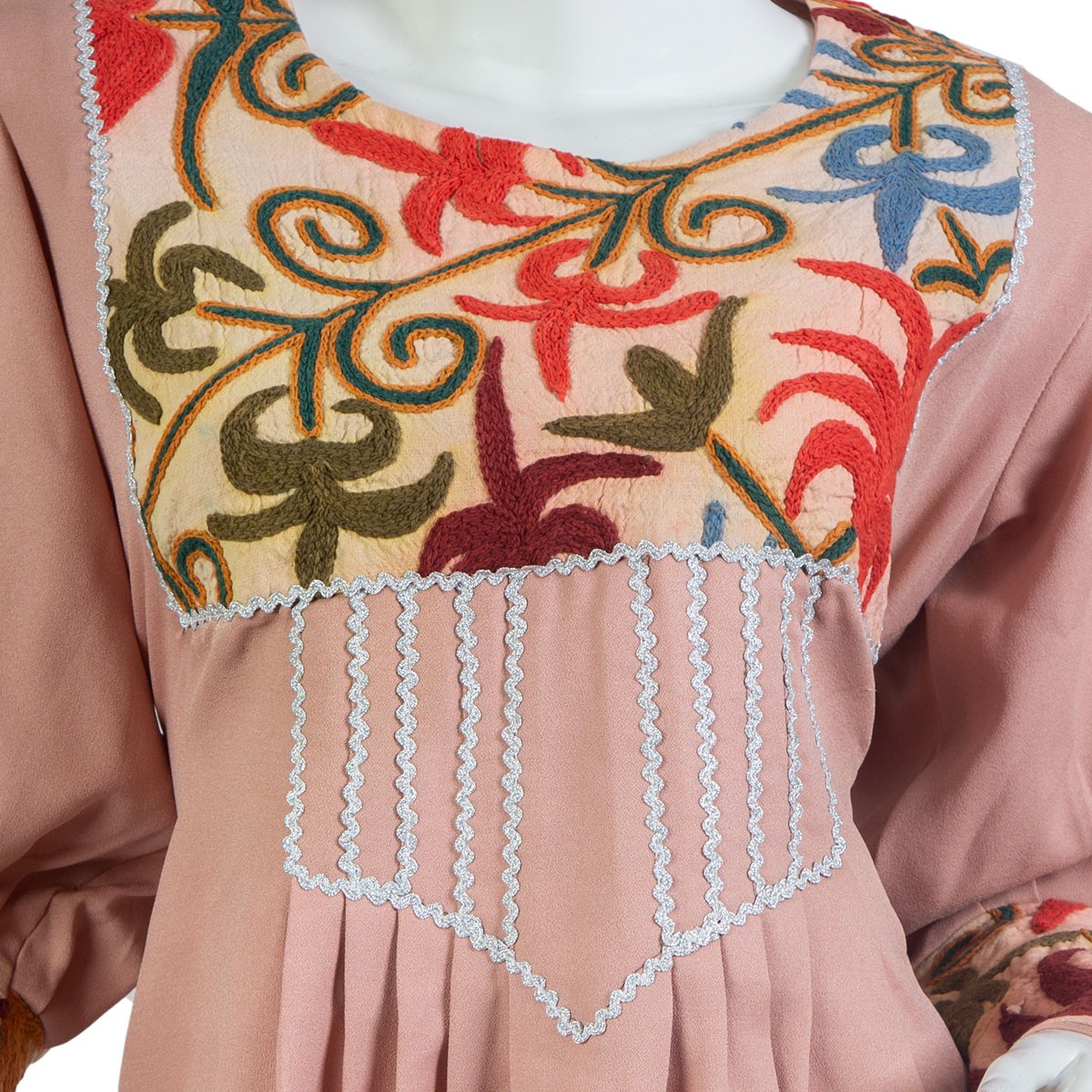 Pink Short Frock With Cuffed Sleeves | Fancy Embroidered Frock 3