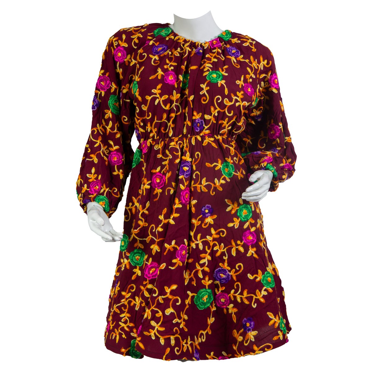 Cherma Embroidered Short Dress | Cotton Floral Stitched Frock 1