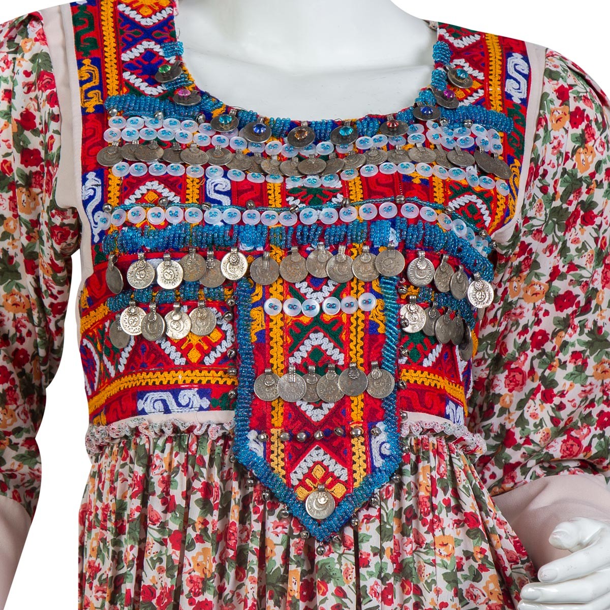 Long Printed Women Dress | Crepe Maxi With Coin Embroidery 2