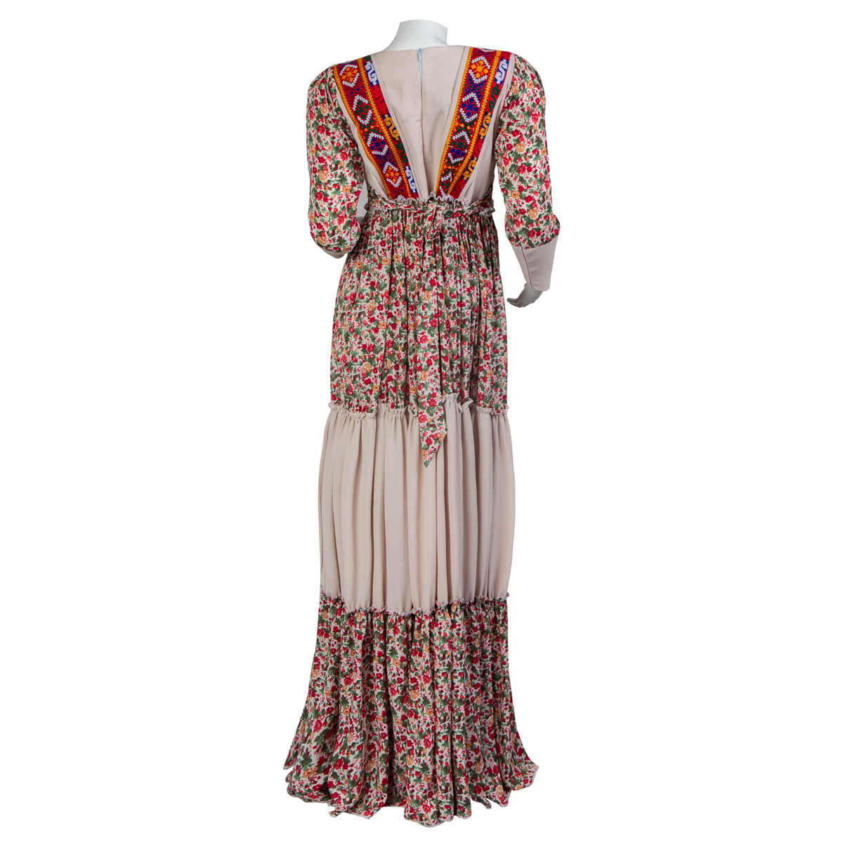 Long Printed Women Dress | Crepe Maxi With Coin Embroidery 5