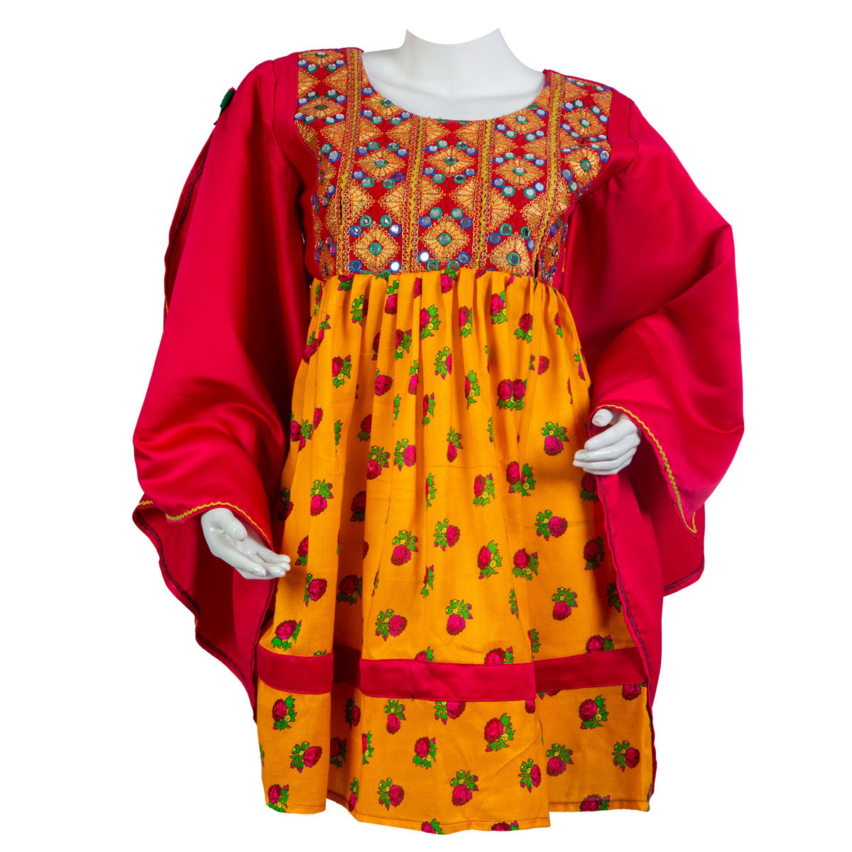 Gulnegar Dress With Mirror Embroidery | Floral Print Party Wear 1