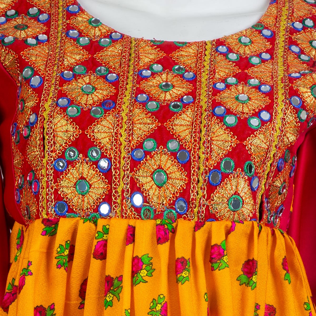 Gulnegar Dress With Mirror Embroidery | Floral Print Party Wear 3