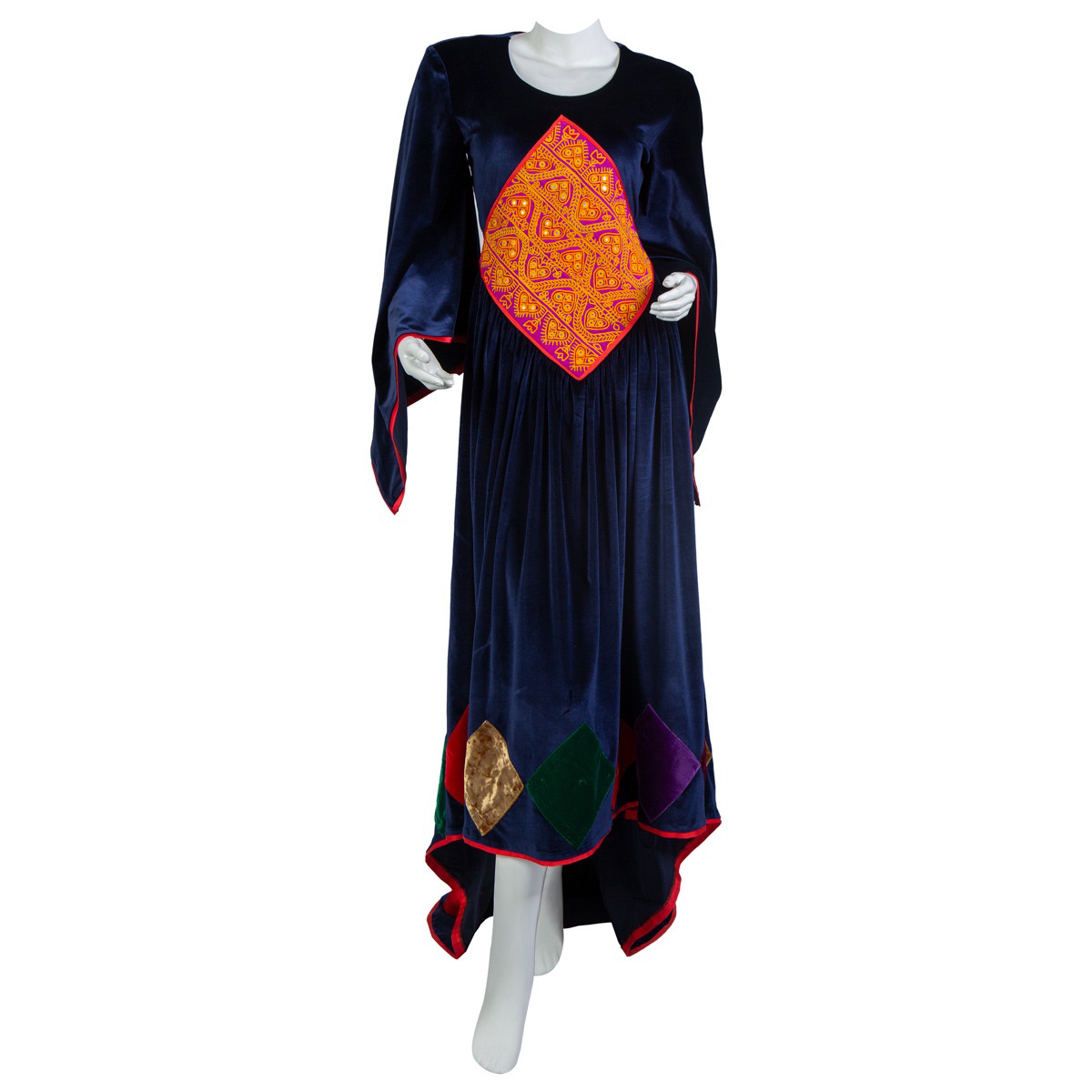Navy Blue Tailed Gown | Plated Velvet Party Wear Dress 1